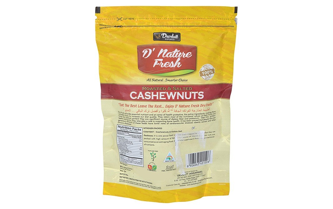 D'nature Fresh Roasted & Salted Cashewnuts    Box  250 grams